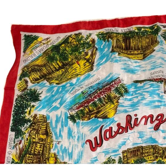 Vintage Washington DC 100% Rayon Made in Japan Souvenir Scarf - Picture 3 of 7